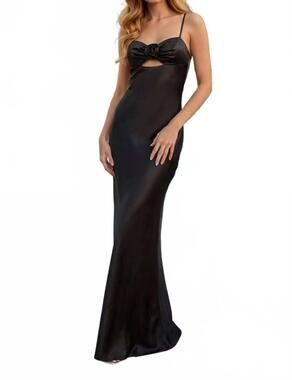 NEW KOS floor length sexy prom satin formal dress in black